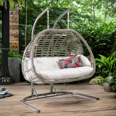 Hawaii Garden Premium Double Hanging Swing Egg Chair in Grey